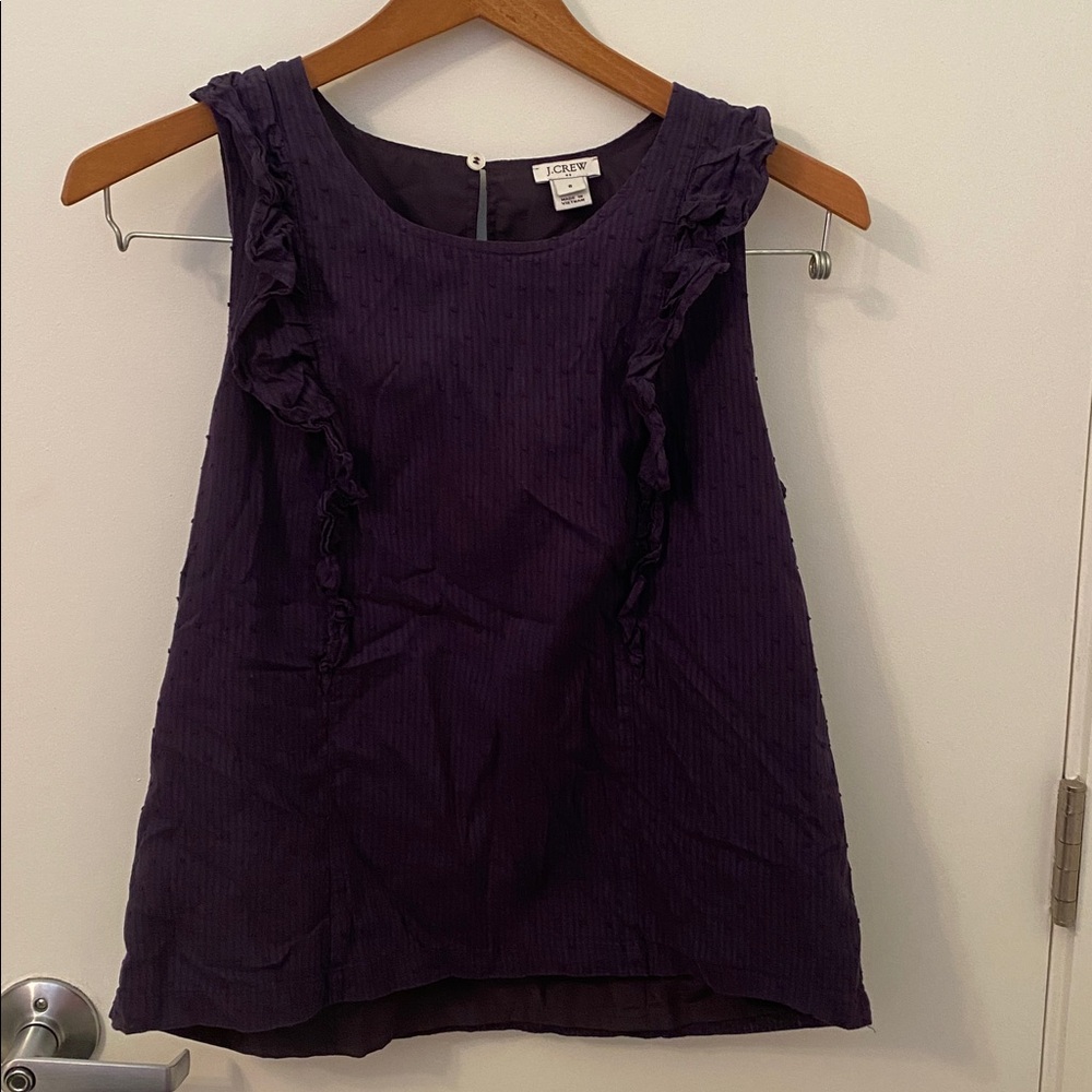 J.Crew Navy Blue Ruffle Blouse